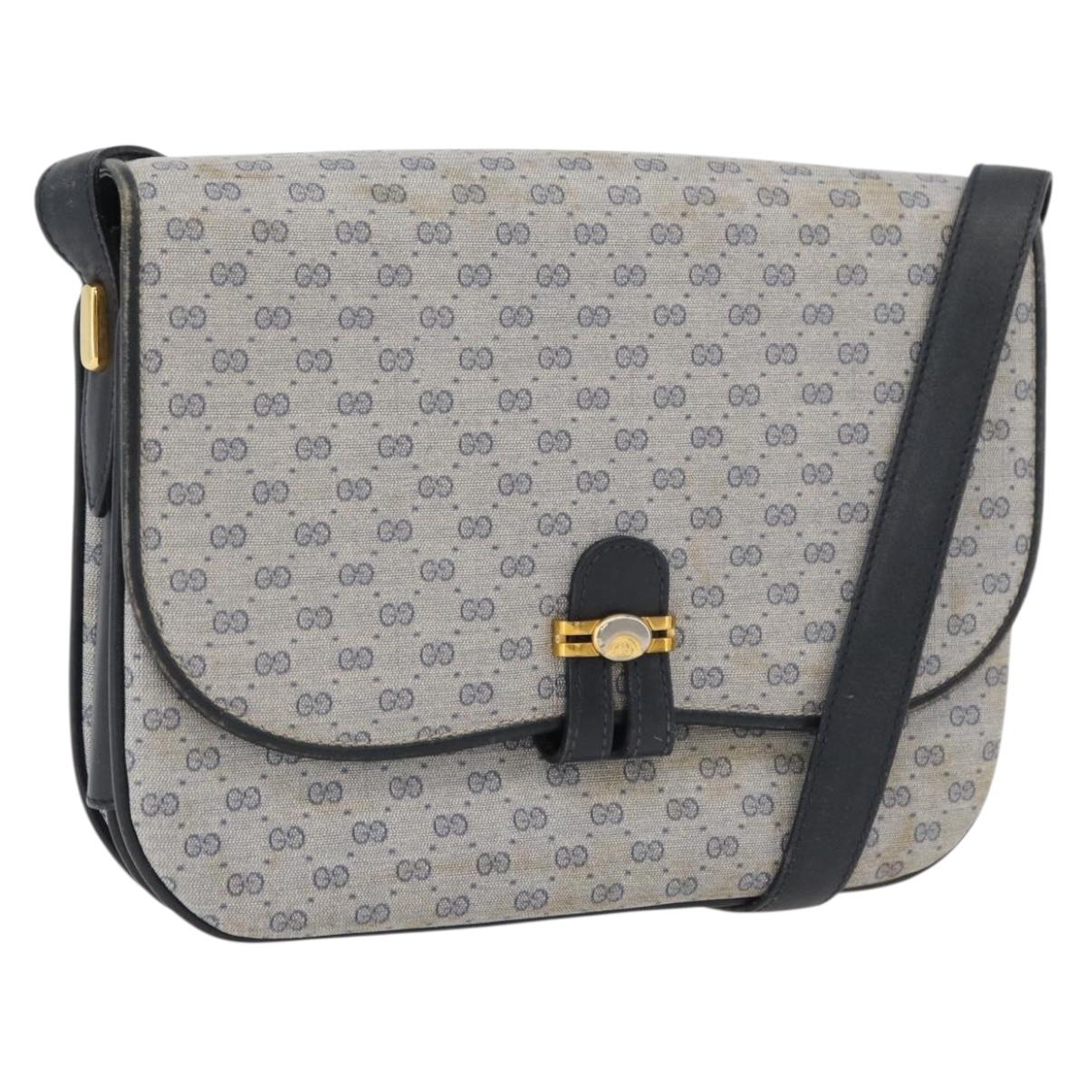 GUCCI Micro GG Supreme Shoulder Bag PVC Navy Gold 001 406 1780 Auth 175726