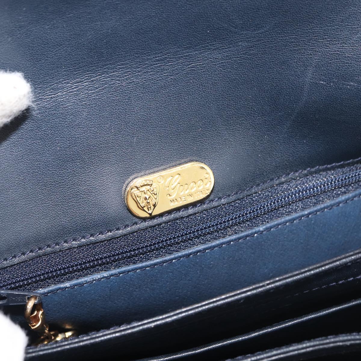 GUCCI Micro GG Supreme Shoulder Bag PVC Navy Gold 001 406 1780 Auth 175726