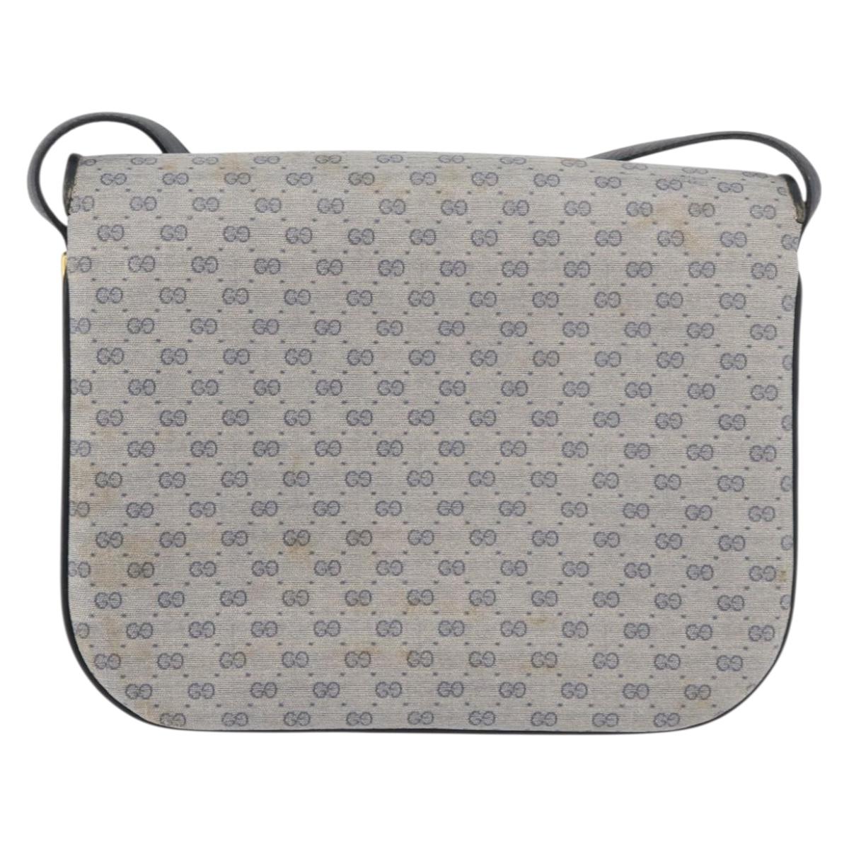 GUCCI Micro GG Supreme Shoulder Bag PVC Navy Gold 001 406 1780 Auth 175726