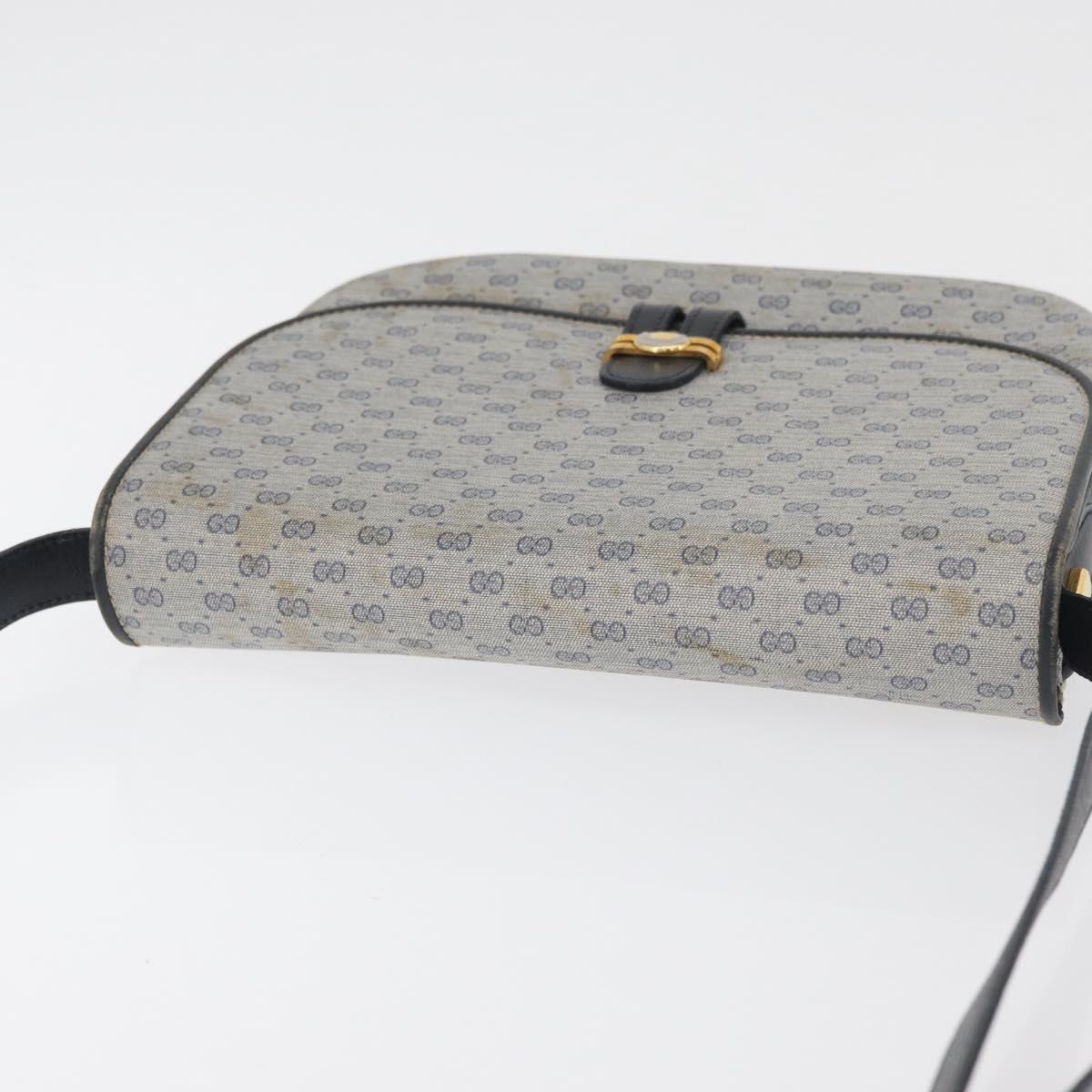 GUCCI Micro GG Supreme Shoulder Bag PVC Navy Gold 001 406 1780 Auth 175726