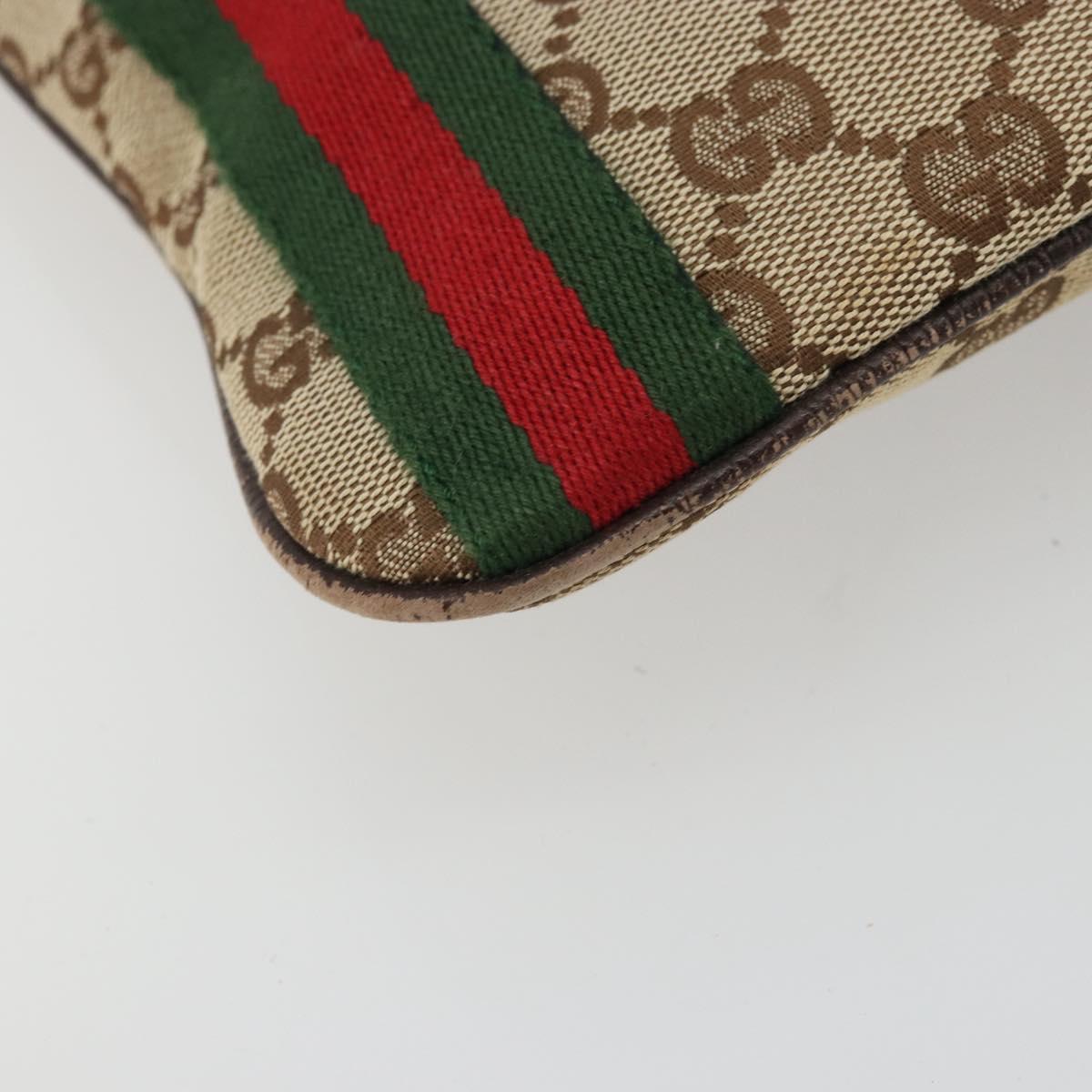 GUCCI GG Canvas Web Sherry Line Shoulder Bag Beige Red Green 144388 Auth 175734