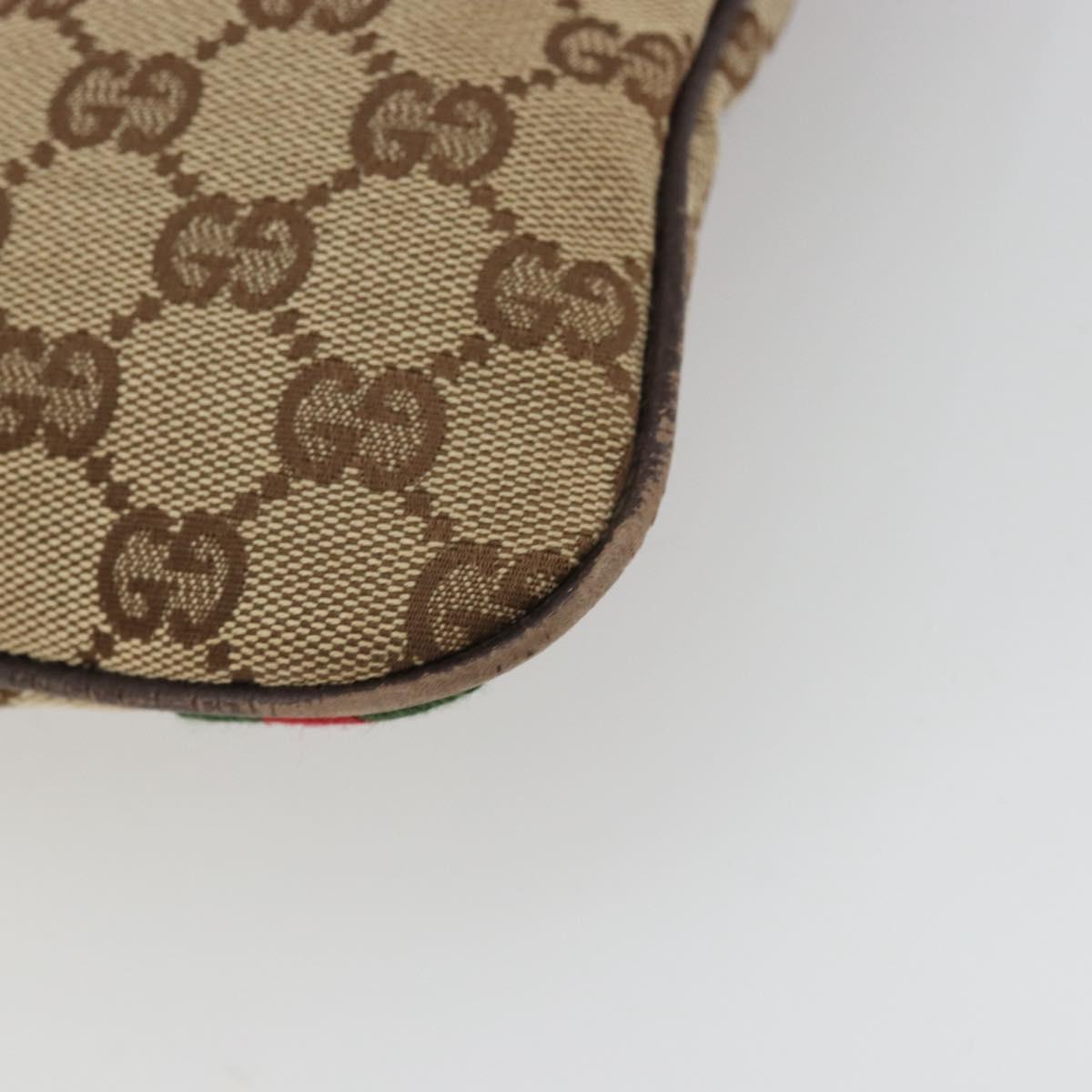 GUCCI GG Canvas Web Sherry Line Shoulder Bag Beige Red Green 144388 Auth 175734