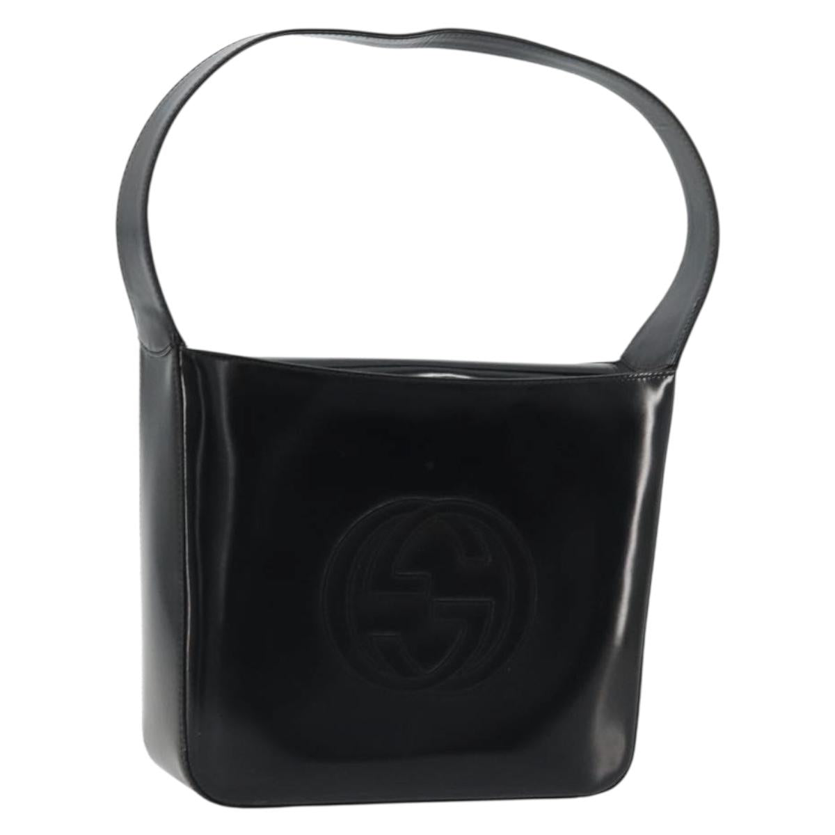 GUCCI Shoulder Bag Patent leather Black Silver 000 1013 0506 Auth 175750