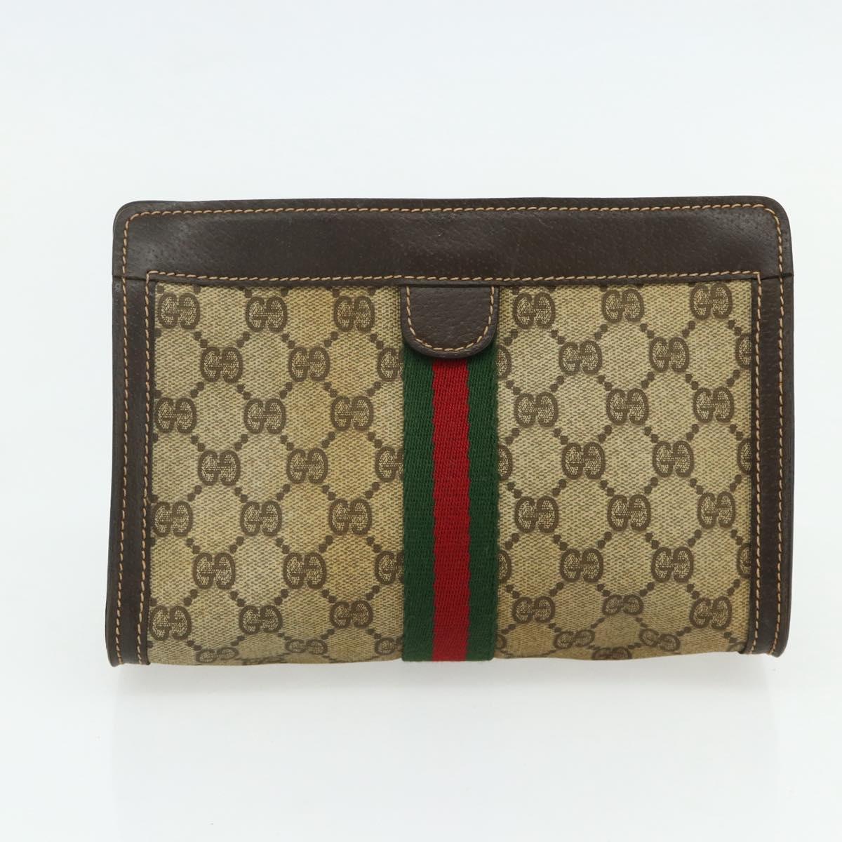 GUCCI GG Supreme Web Sherry Line Bag Leather PVC 3 Set Beige Brown Auth 175753