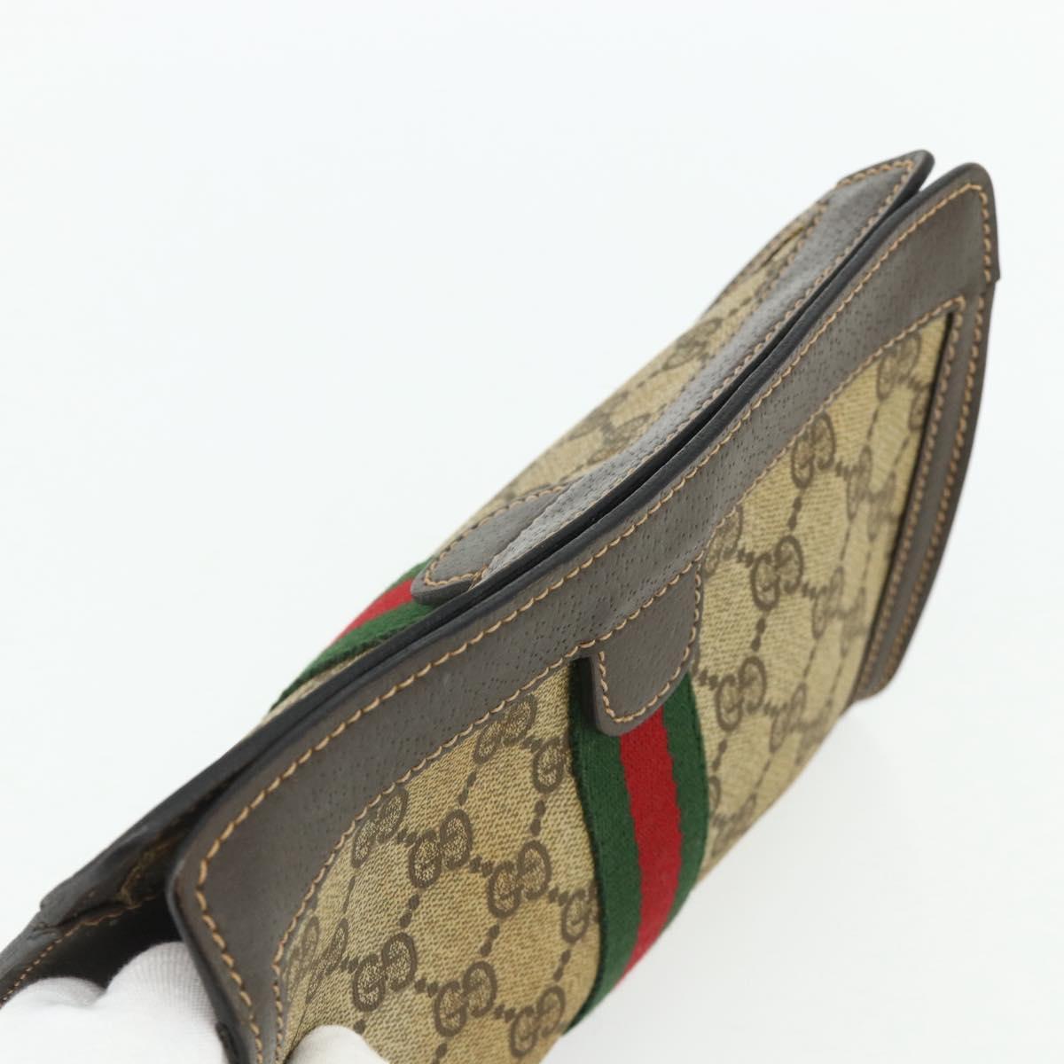 GUCCI GG Supreme Web Sherry Line Bag Leather PVC 3 Set Beige Brown Auth 175753