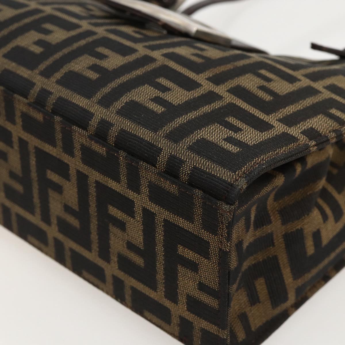FENDI Zucca Canvas Mamma Baguette Shoulder Bag Brown Black Auth 175781