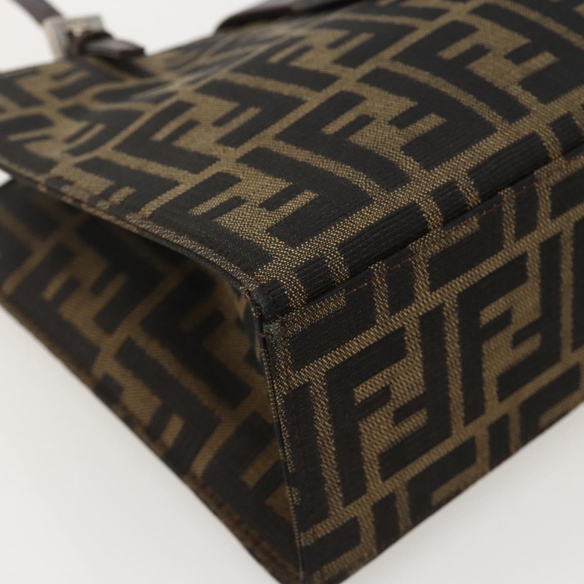 FENDI Zucca Canvas Mamma Baguette Shoulder Bag Brown Black Auth 175781