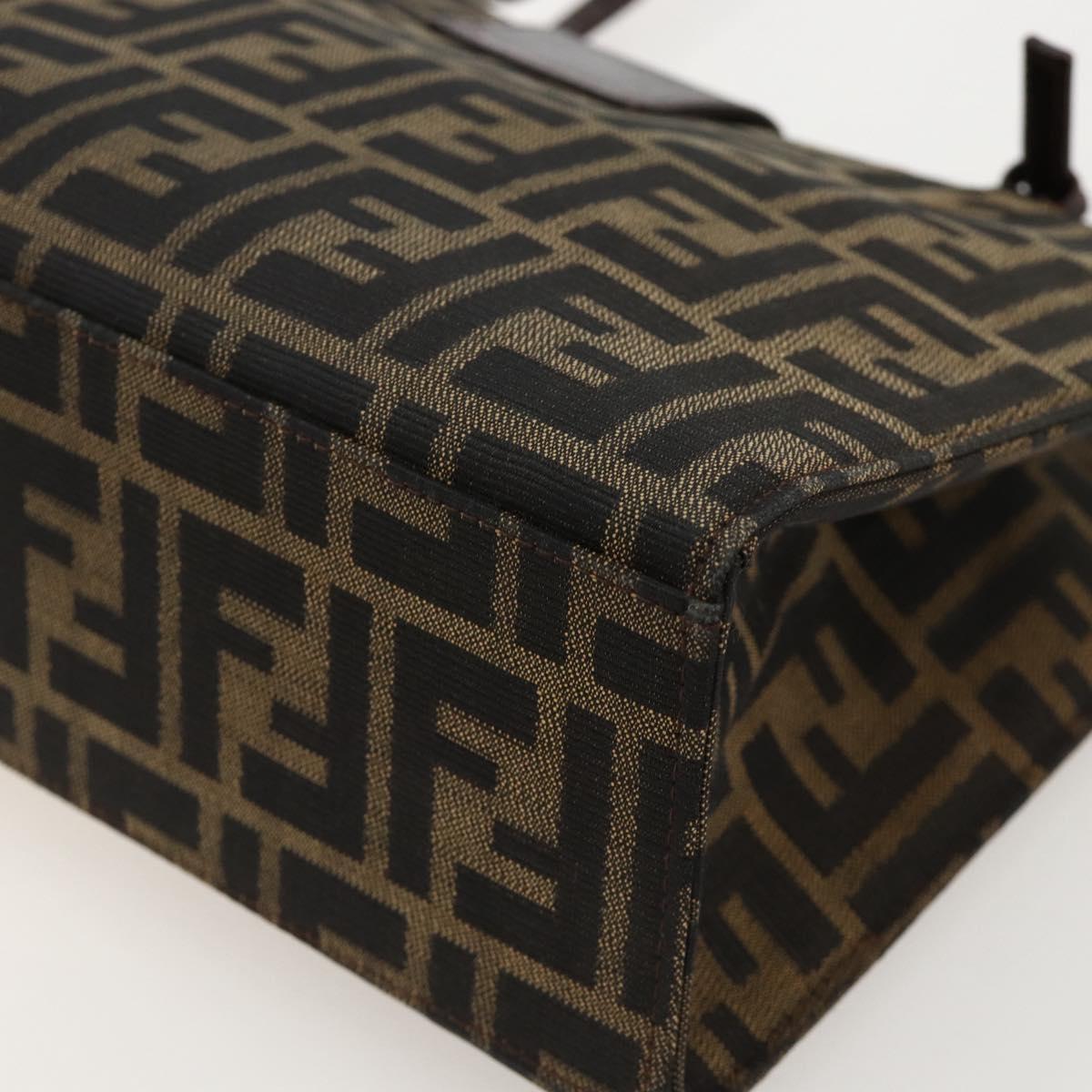 FENDI Zucca Canvas Mamma Baguette Shoulder Bag Brown Black Auth 175781
