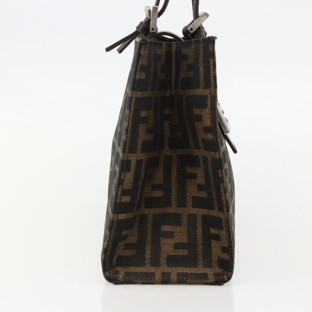 FENDI Zucca Canvas Mamma Baguette Shoulder Bag Brown Black Auth 175781