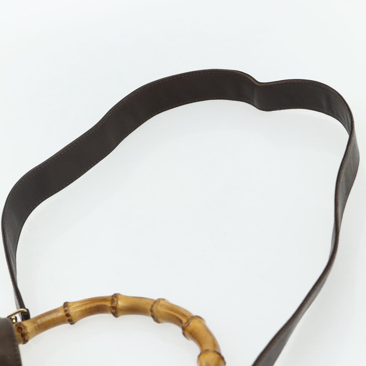 GUCCI Bamboo Hand Bag Leather 2way Brown Gold 001 1998 1638 Auth 175794