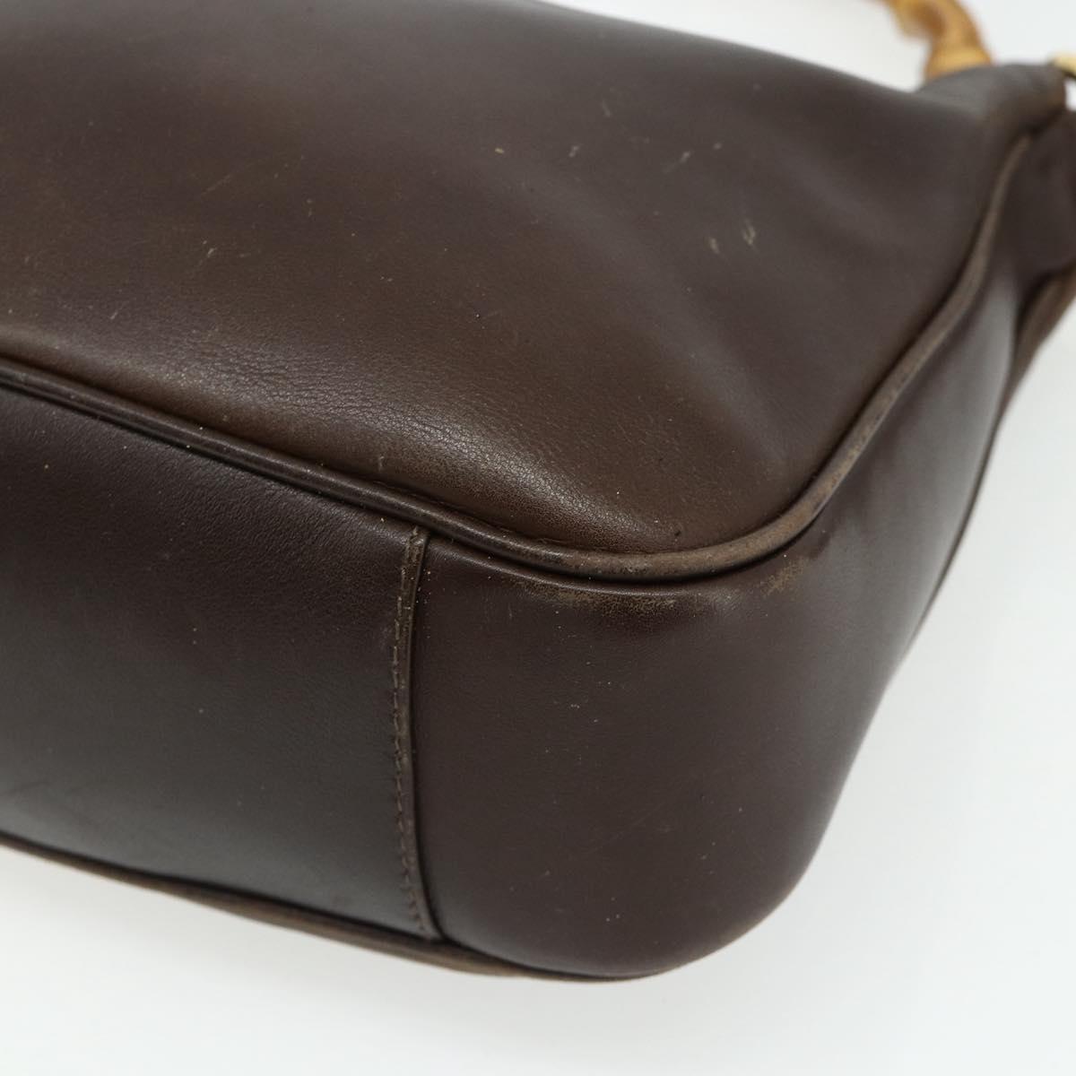 GUCCI Bamboo Hand Bag Leather 2way Brown Gold 001 1998 1638 Auth 175794