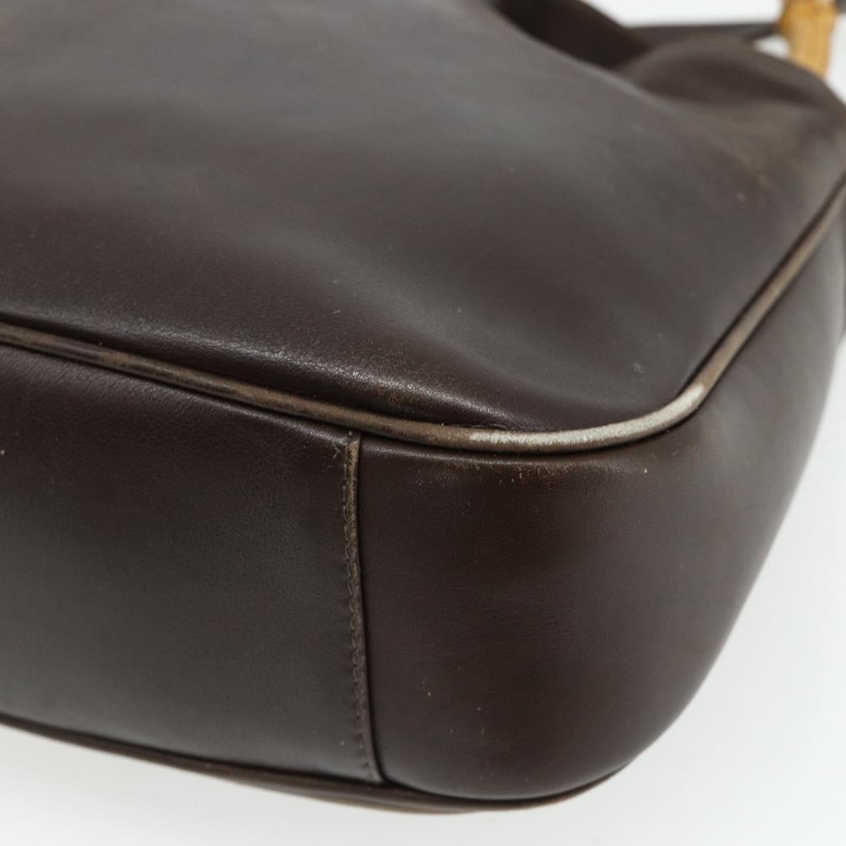 GUCCI Bamboo Hand Bag Leather 2way Brown Gold 001 1998 1638 Auth 175794