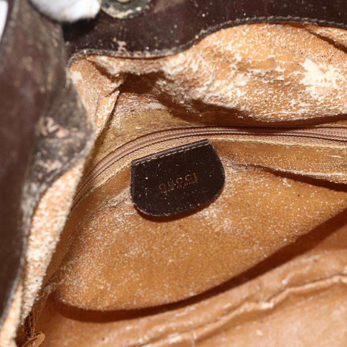GUCCI Bamboo Hand Bag Leather 2way Brown Gold 001 1998 1638 Auth 175794