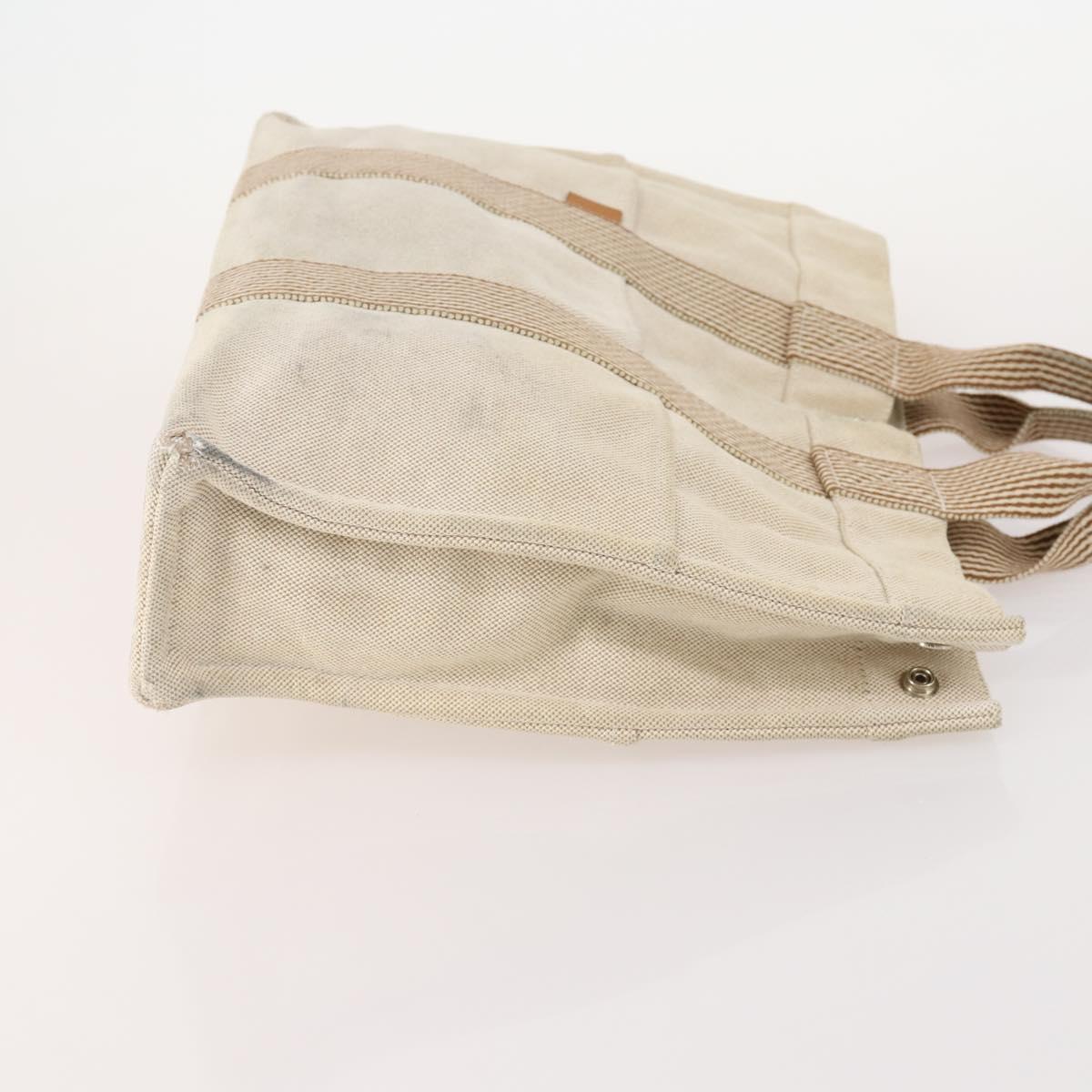 HERMES Fourre Tout MM Hand Bag Canvas 3 Set Gray Black beige Auth 175804