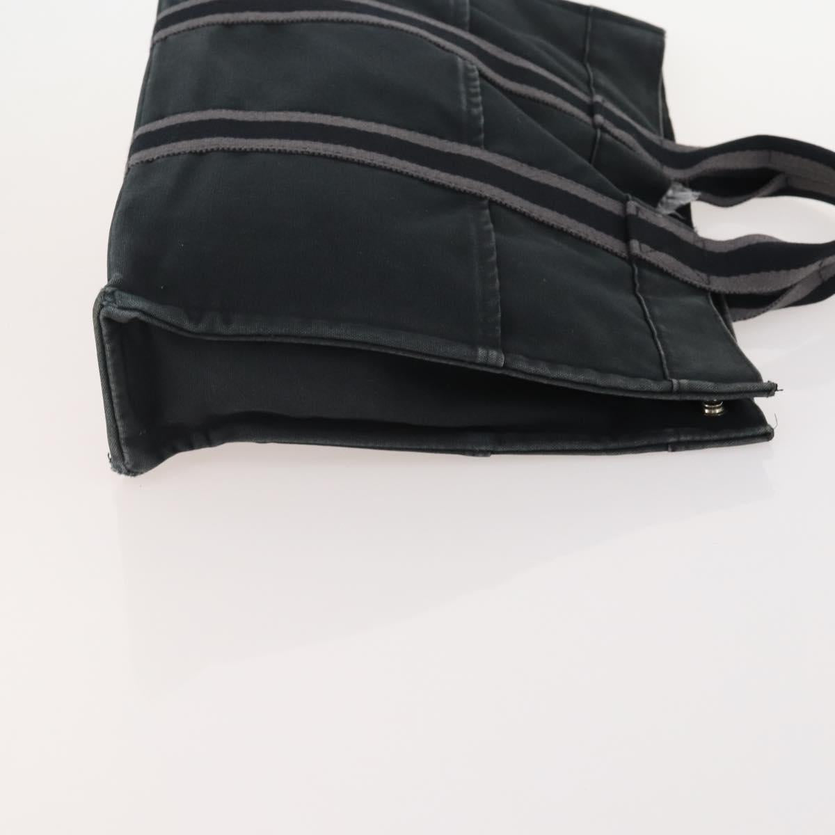 HERMES Fourre Tout MM Hand Bag Canvas 3 Set Gray Black beige Auth 175804