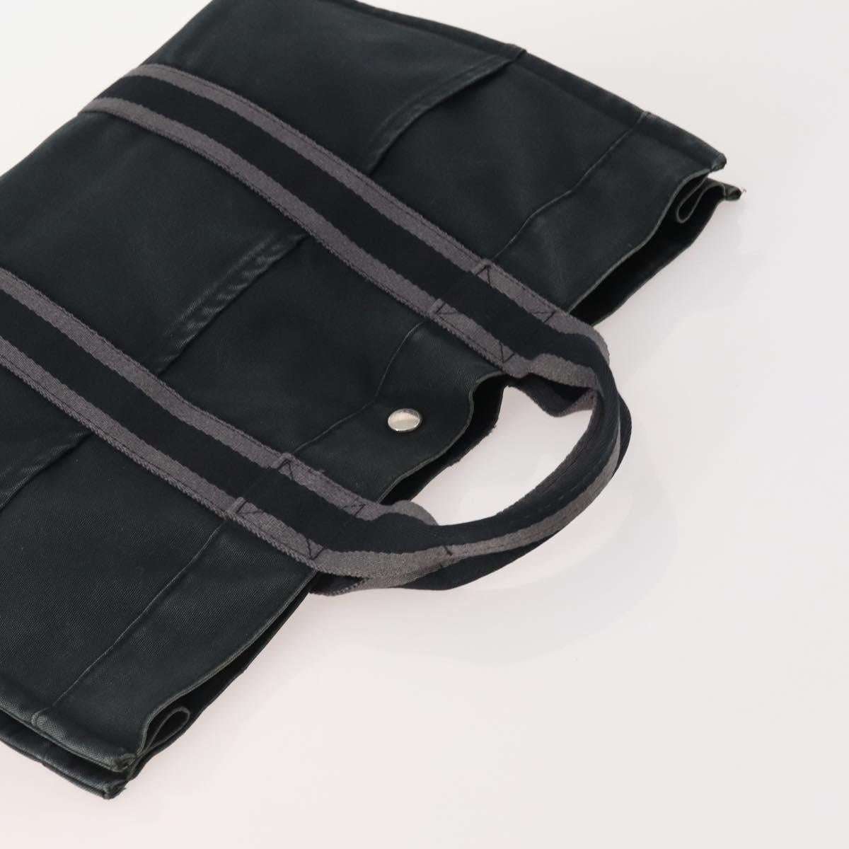 HERMES Fourre Tout MM Hand Bag Canvas 3 Set Gray Black beige Auth 175804