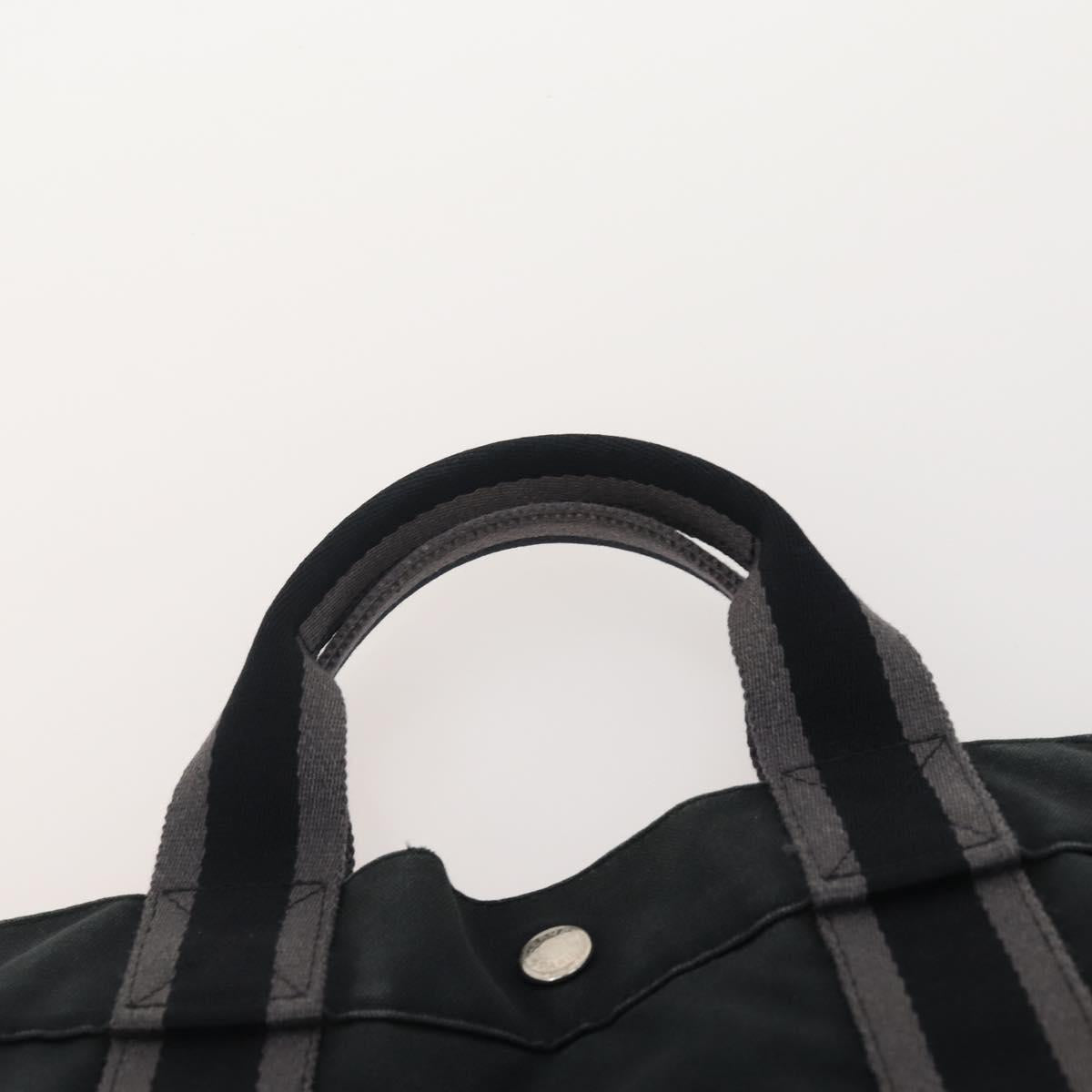 HERMES Fourre Tout MM Hand Bag Canvas 3 Set Gray Black beige Auth 175804