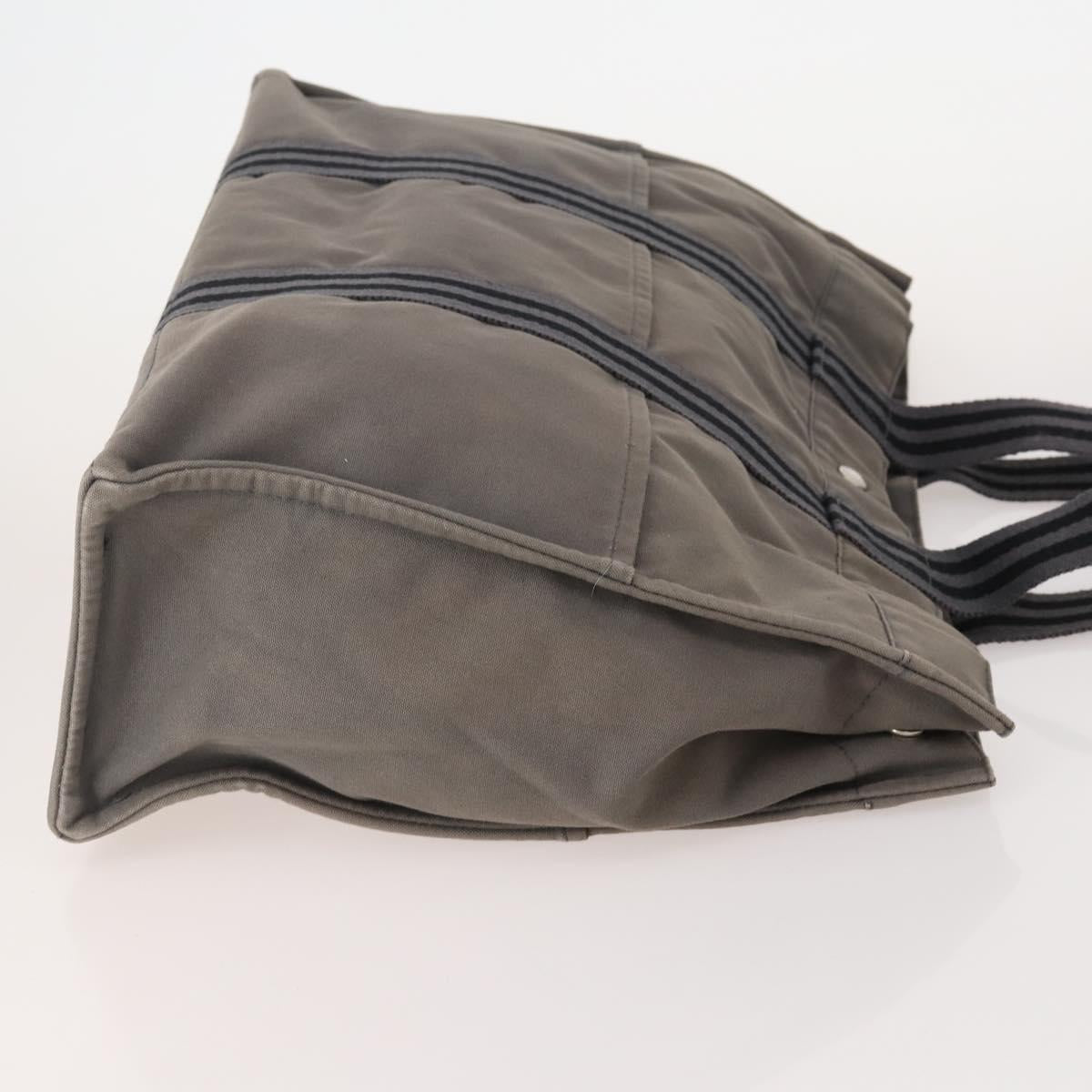 HERMES Fourre Tout MM Hand Bag Canvas 3 Set Gray Black beige Auth 175804