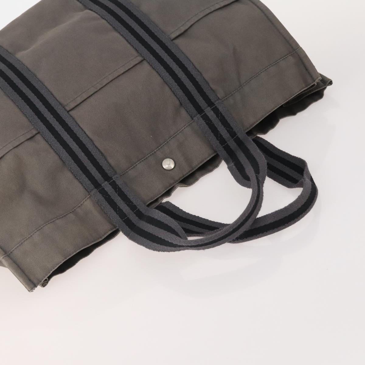 HERMES Fourre Tout MM Hand Bag Canvas 3 Set Gray Black beige Auth 175804