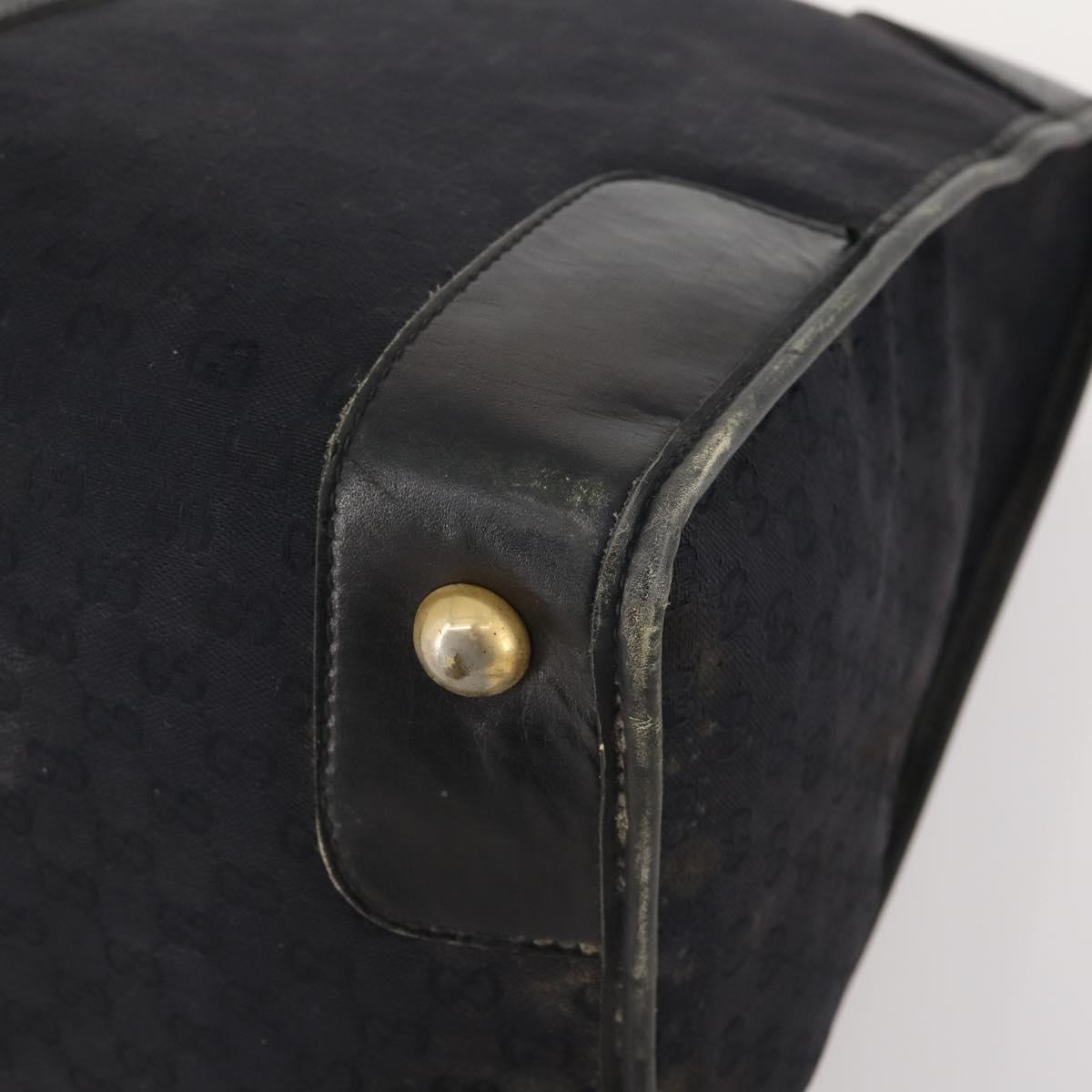 GUCCI GG Canvas Web Sherry Line Boston Bag Black Gold Auth 175830A