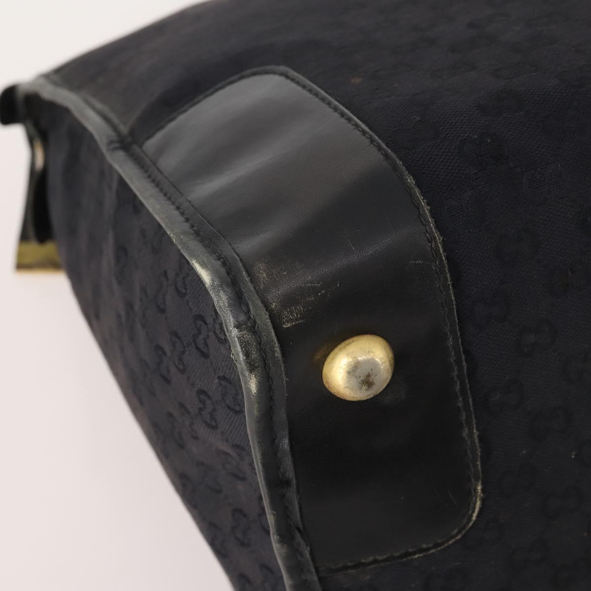 GUCCI GG Canvas Web Sherry Line Boston Bag Black Gold Auth 175830A