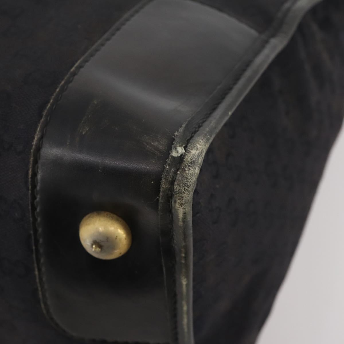 GUCCI GG Canvas Web Sherry Line Boston Bag Black Gold Auth 175830A