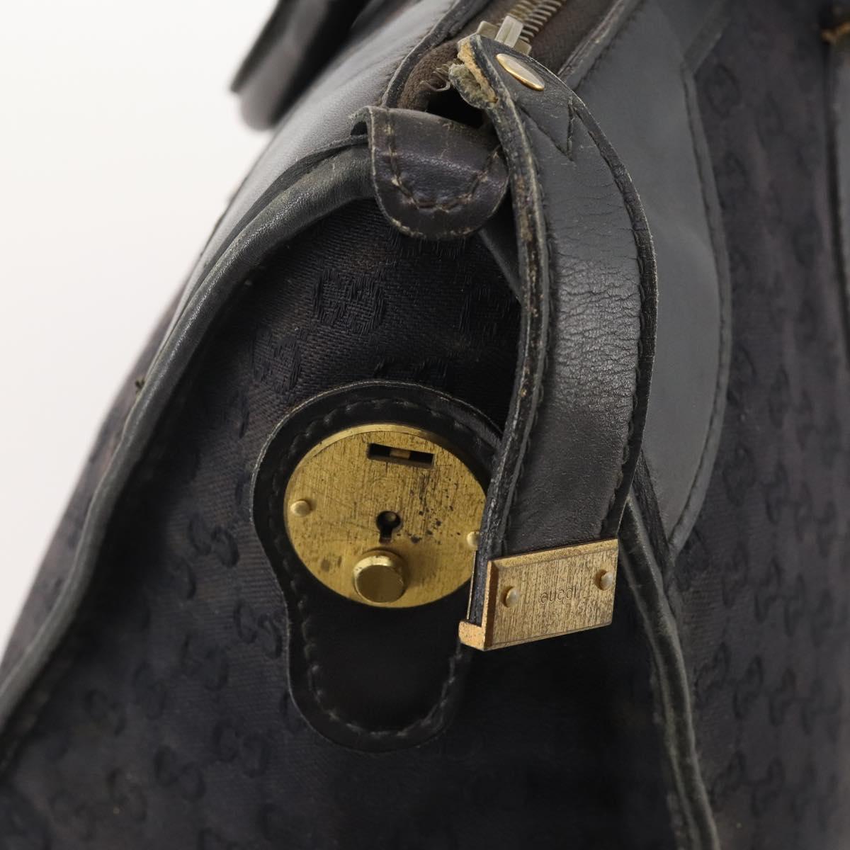GUCCI GG Canvas Web Sherry Line Boston Bag Black Gold Auth 175830A