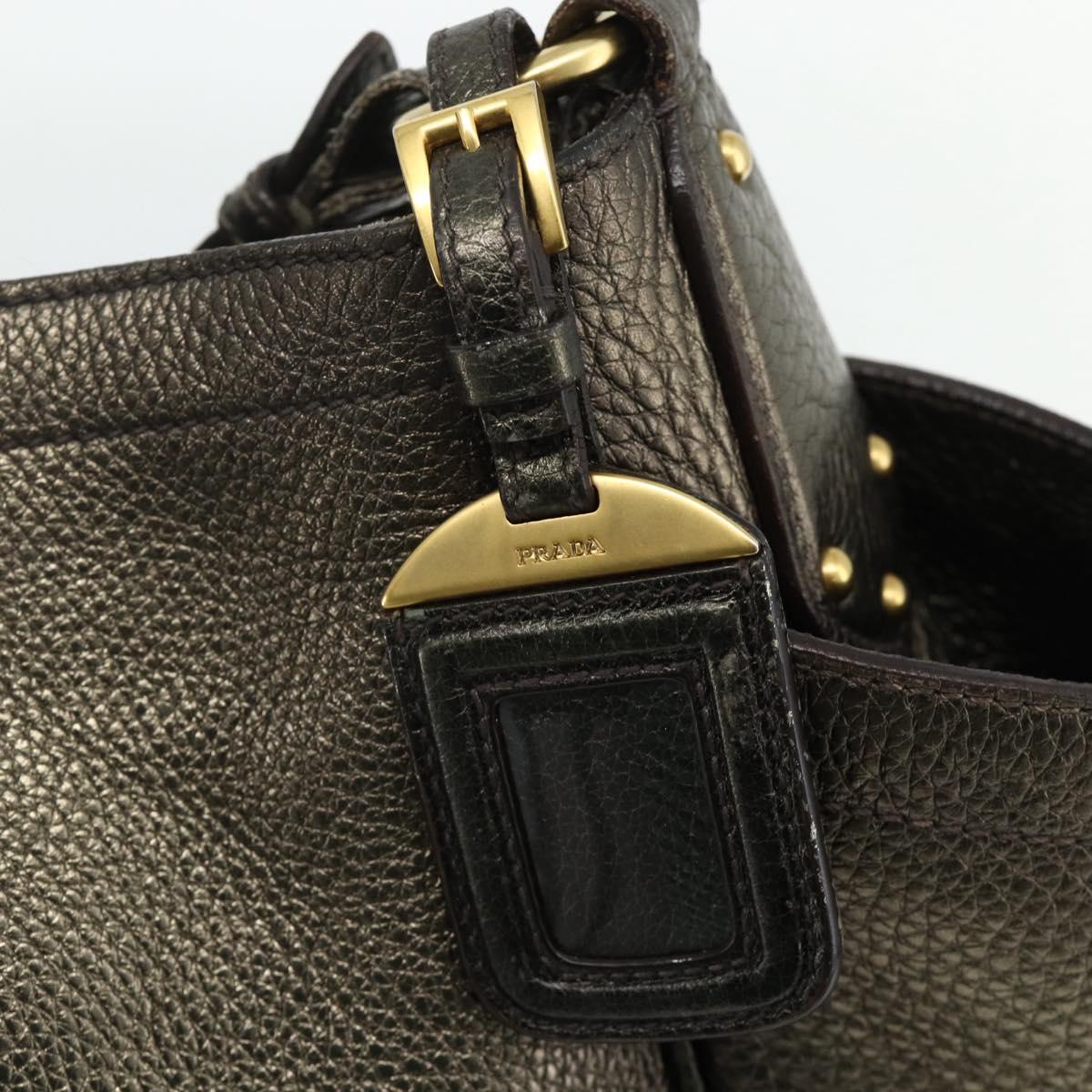 PRADA Shoulder Bag Leather Gold Auth 175839A