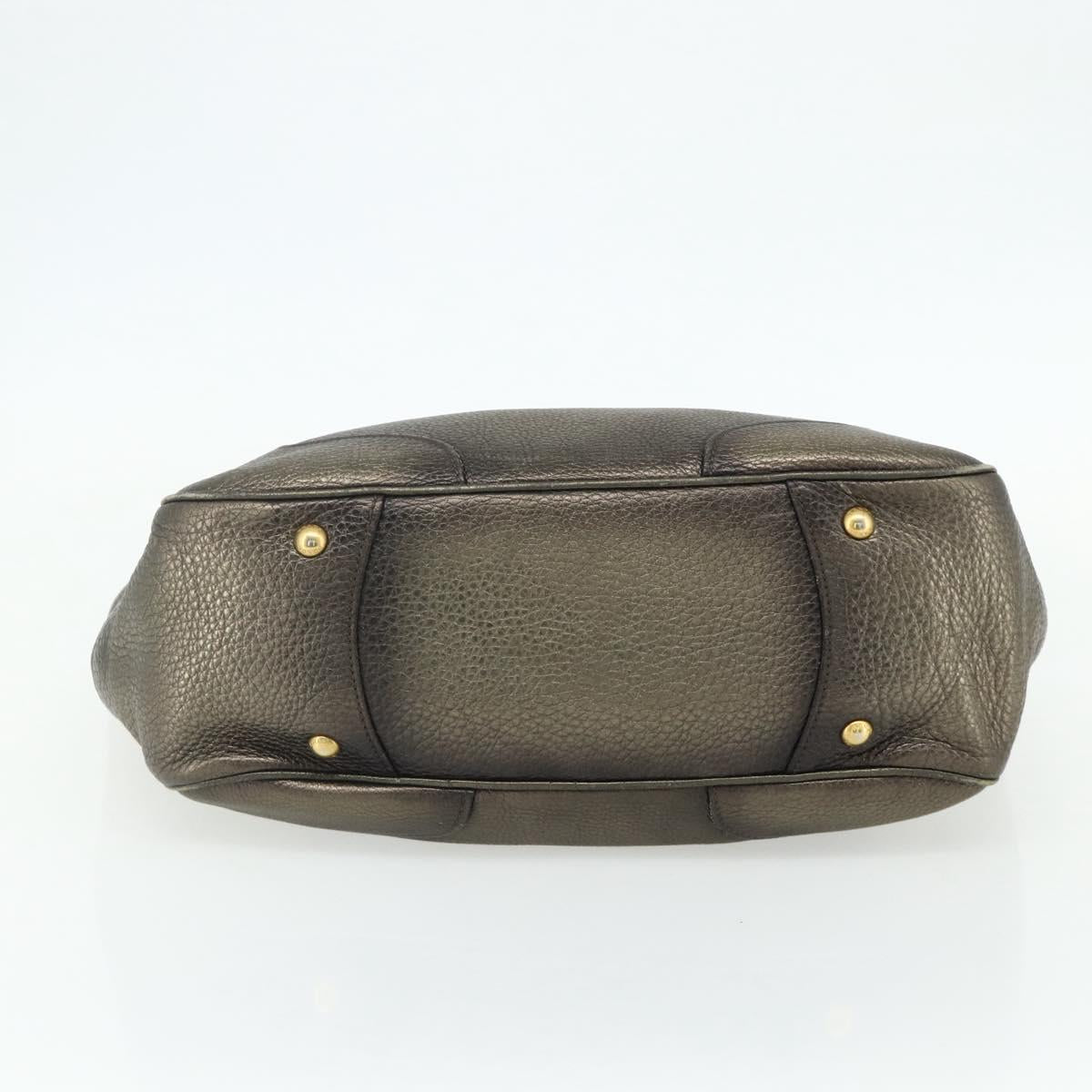 PRADA Shoulder Bag Leather Gold Auth 175839A