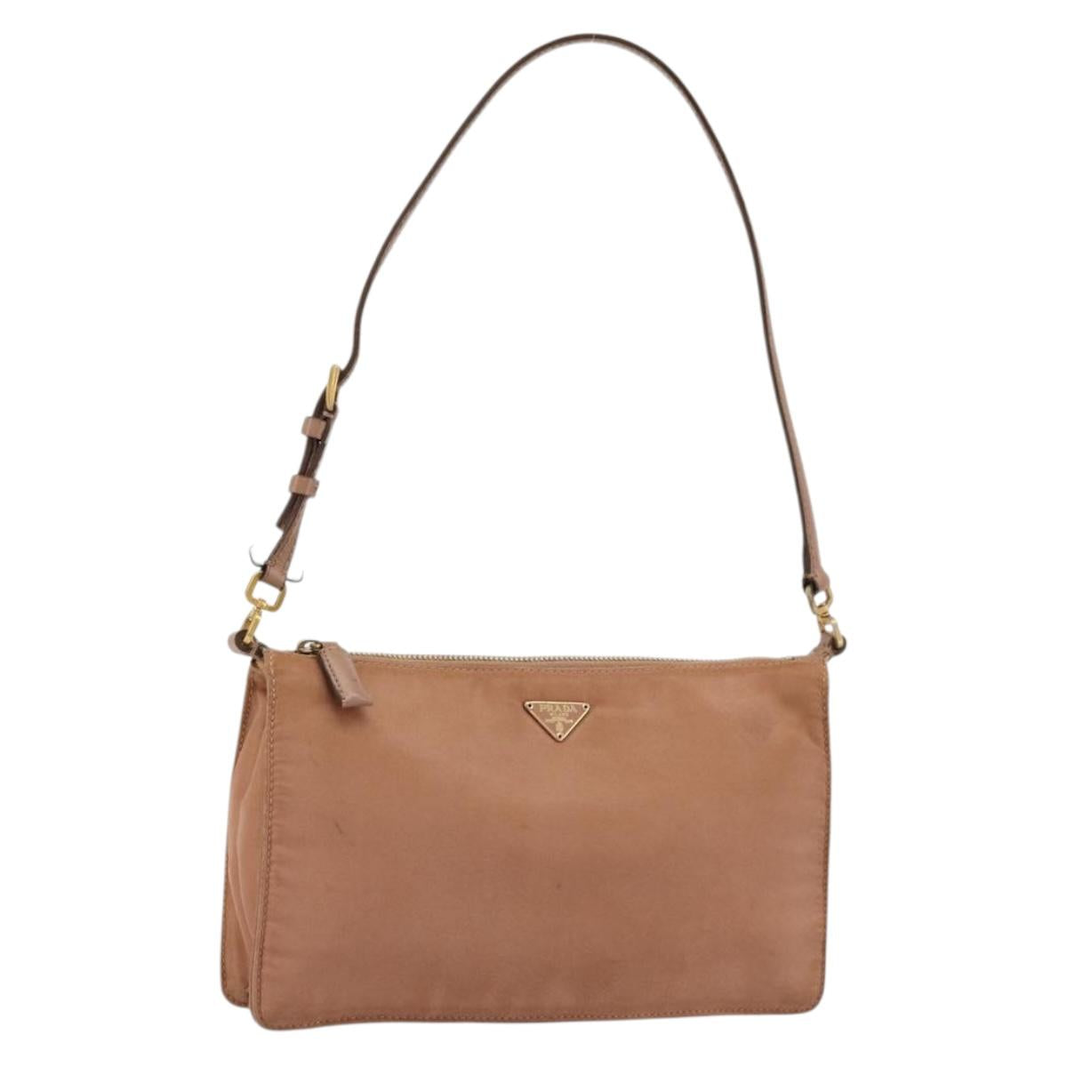 PRADA Accessory Pouch Nylon Pink Gold Auth 175840