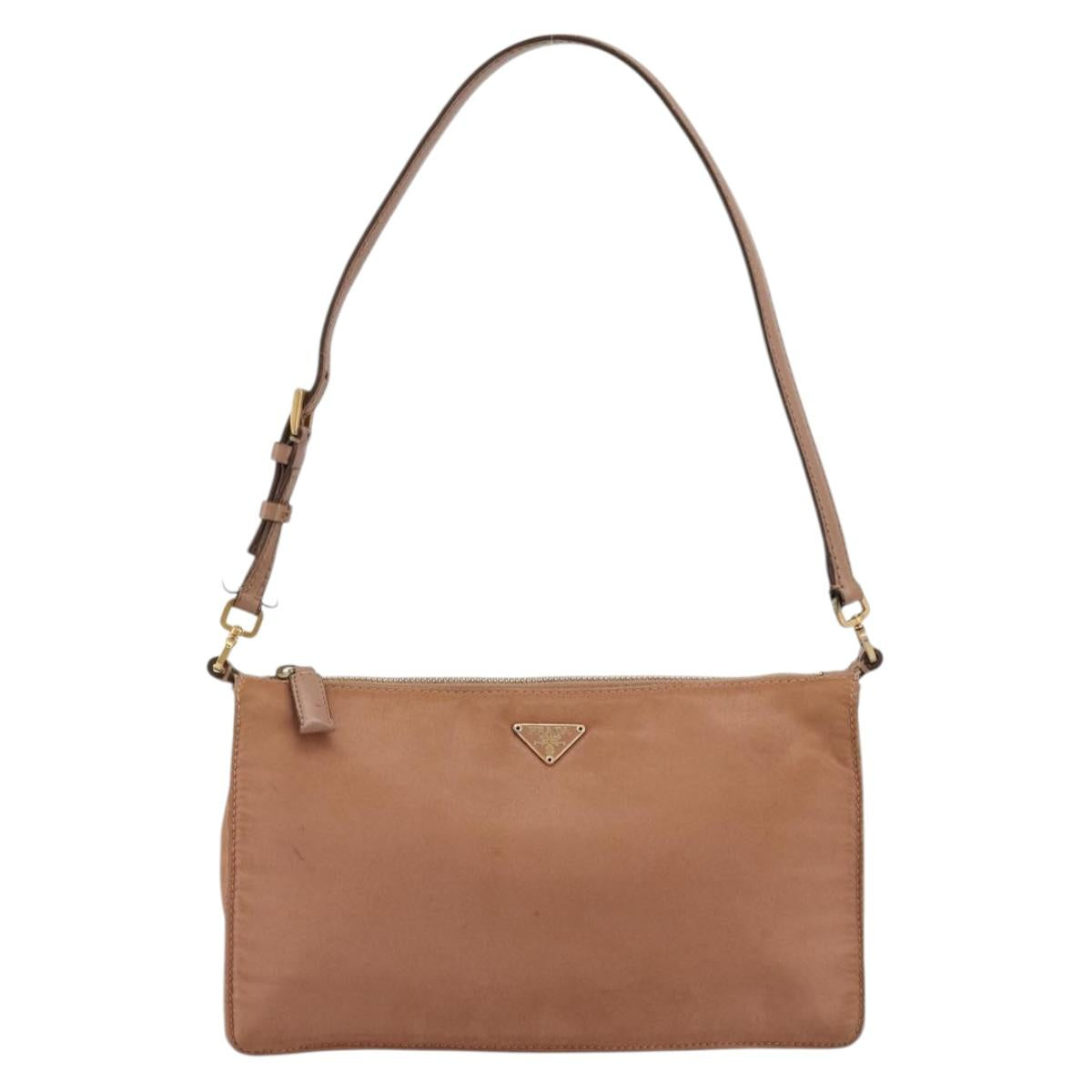 PRADA Accessory Pouch Nylon Pink Gold Auth 175840