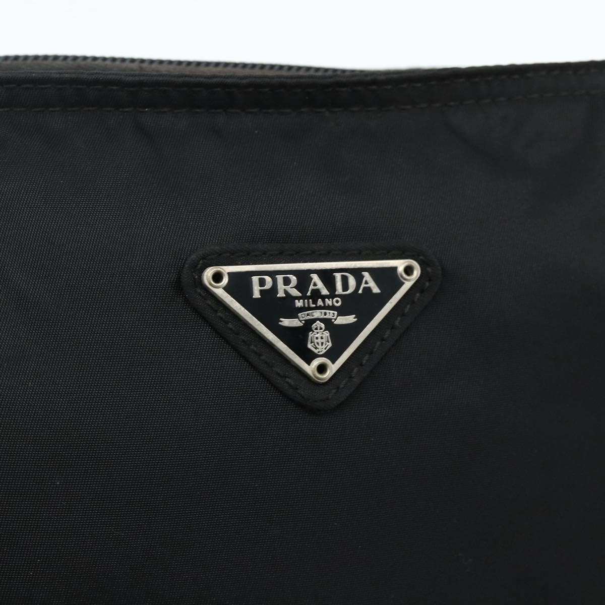 PRADA Shoulder Bag Nylon Black Silver Auth 175841A