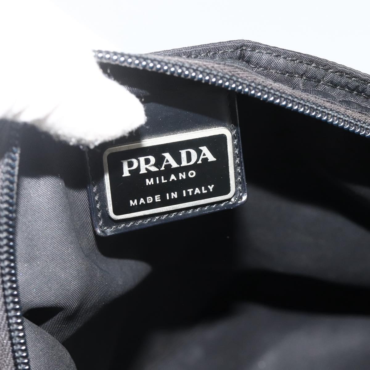 PRADA Shoulder Bag Nylon Black Silver Auth 175841A