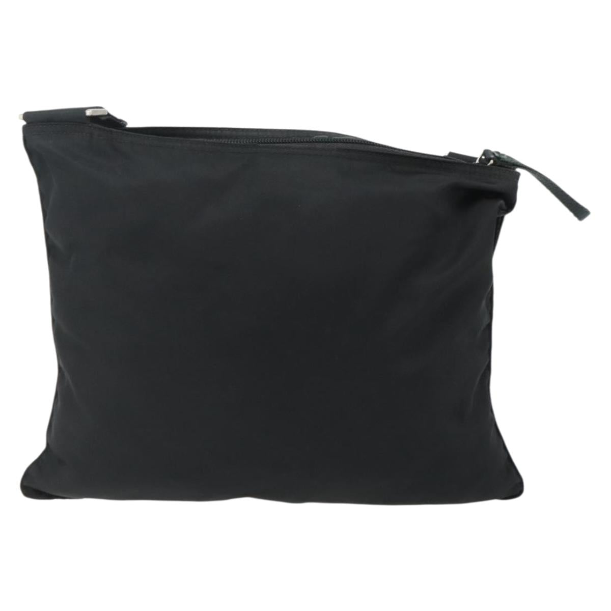 PRADA Shoulder Bag Nylon Black Silver Auth 175841A