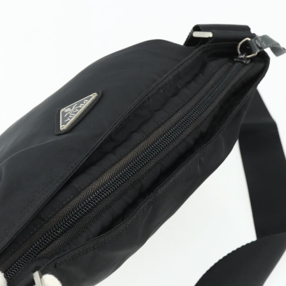 PRADA Shoulder Bag Nylon Black Silver Auth 175841A