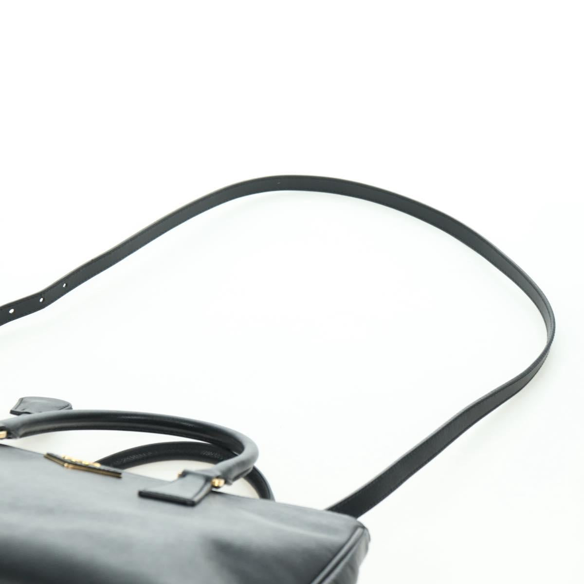 PRADA Galleria Hand Bag Safiano leather 2way Black Gold Auth 175843SAM