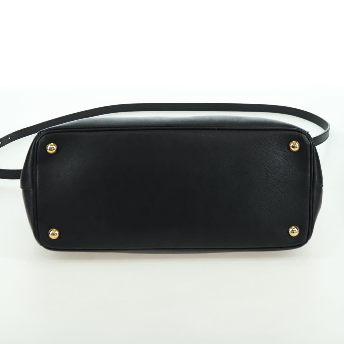 PRADA Galleria Hand Bag Safiano leather 2way Black Gold Auth 175843SAM