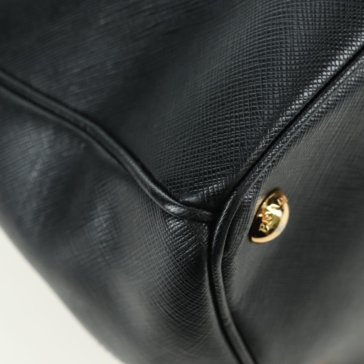 PRADA Galleria Hand Bag Safiano leather 2way Black Gold Auth 175843SAM