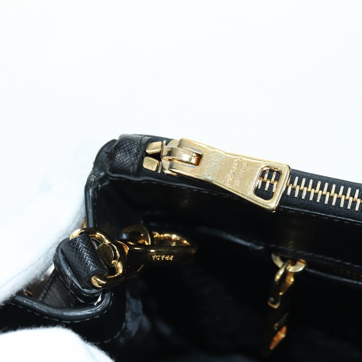 PRADA Galleria Hand Bag Safiano leather 2way Black Gold Auth 175843SAM
