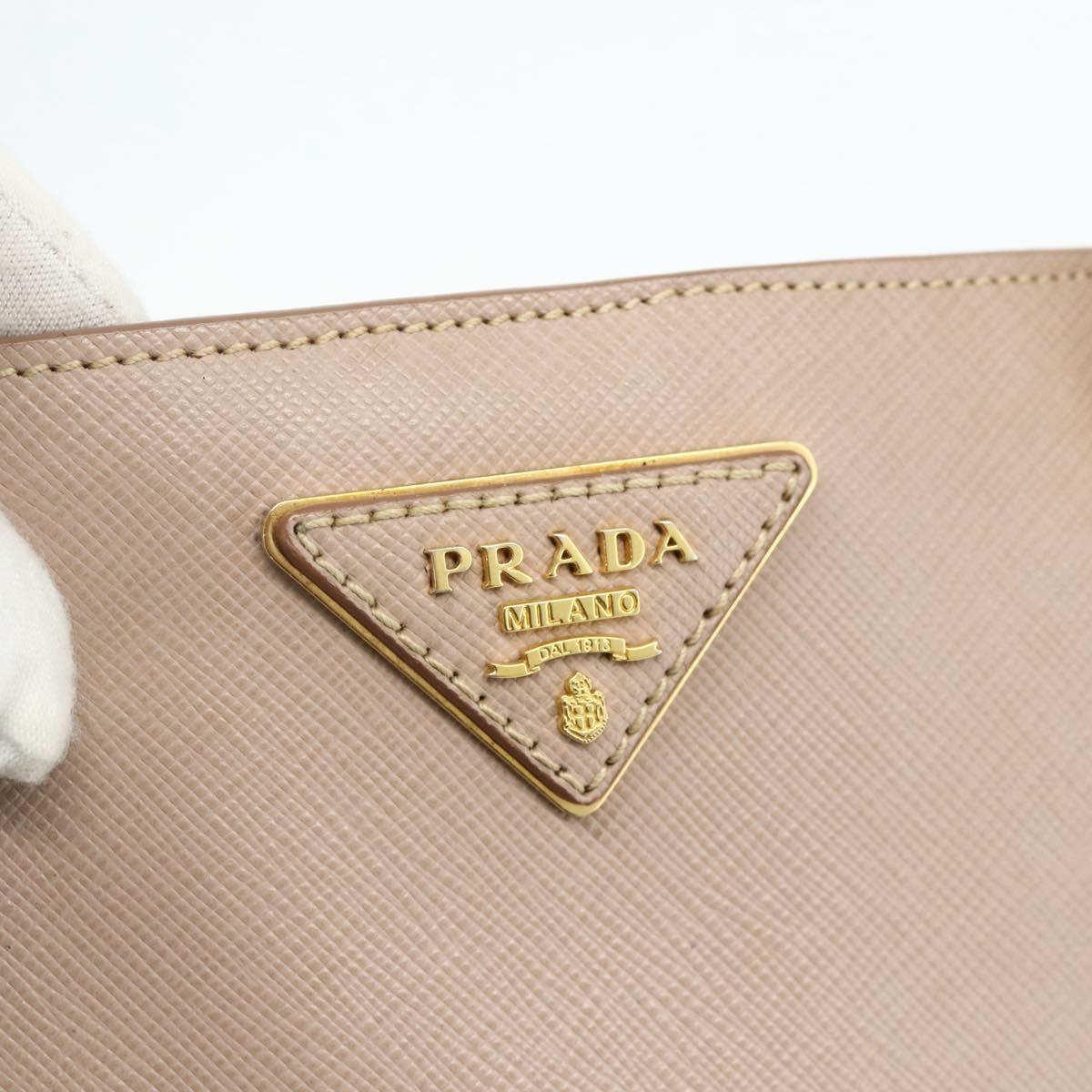 PRADA Galleria Hand Bag Safiano Leather 2way Pink Gold Auth 175845A