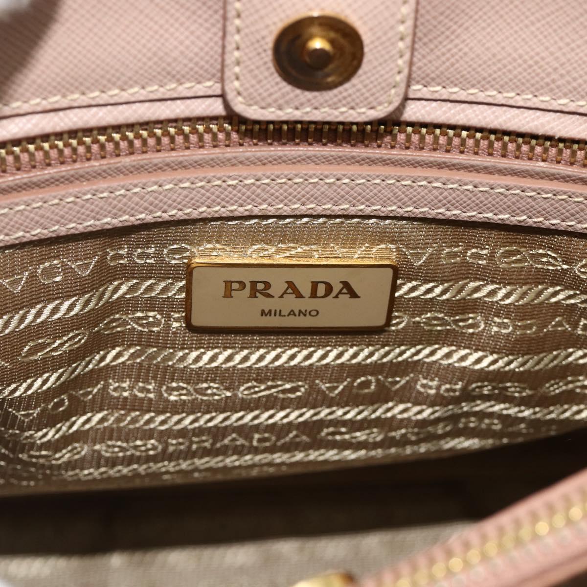 PRADA Galleria Hand Bag Safiano Leather 2way Pink Gold Auth 175845A