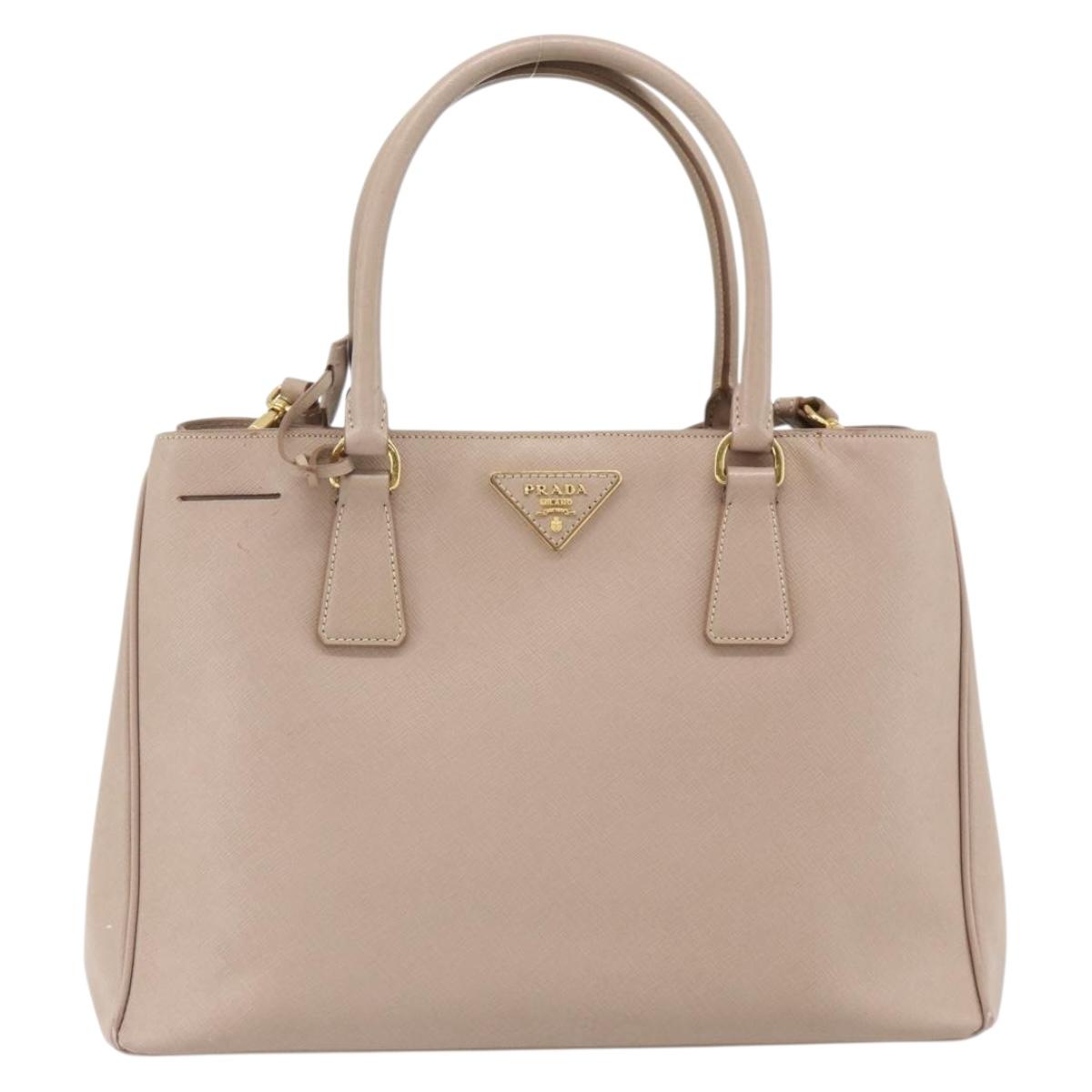 PRADA Galleria Hand Bag Safiano Leather 2way Pink Gold Auth 175845A