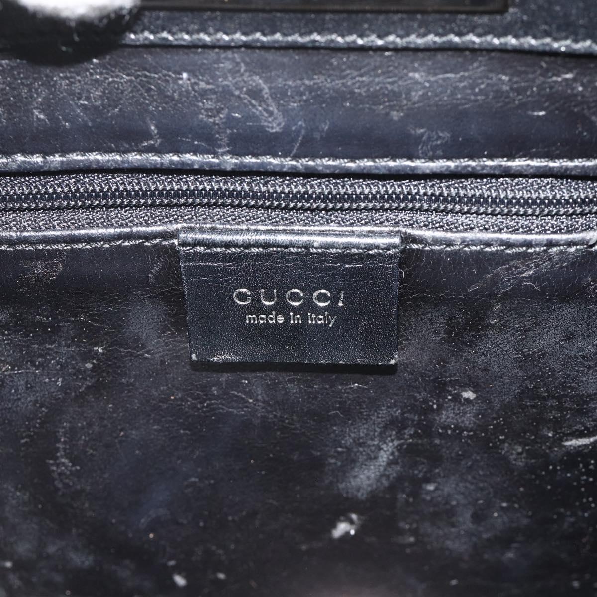 GUCCI Shoulder Bag Leather Black Silver 001 3043 Auth 175847