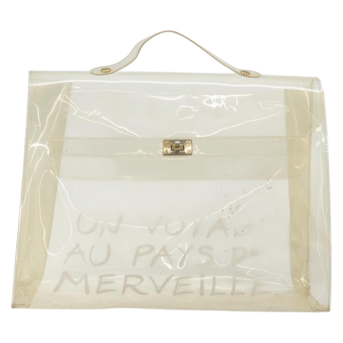 HERMES Vinyl Kelly Hand Bag Vinyl Clear Auth 175855