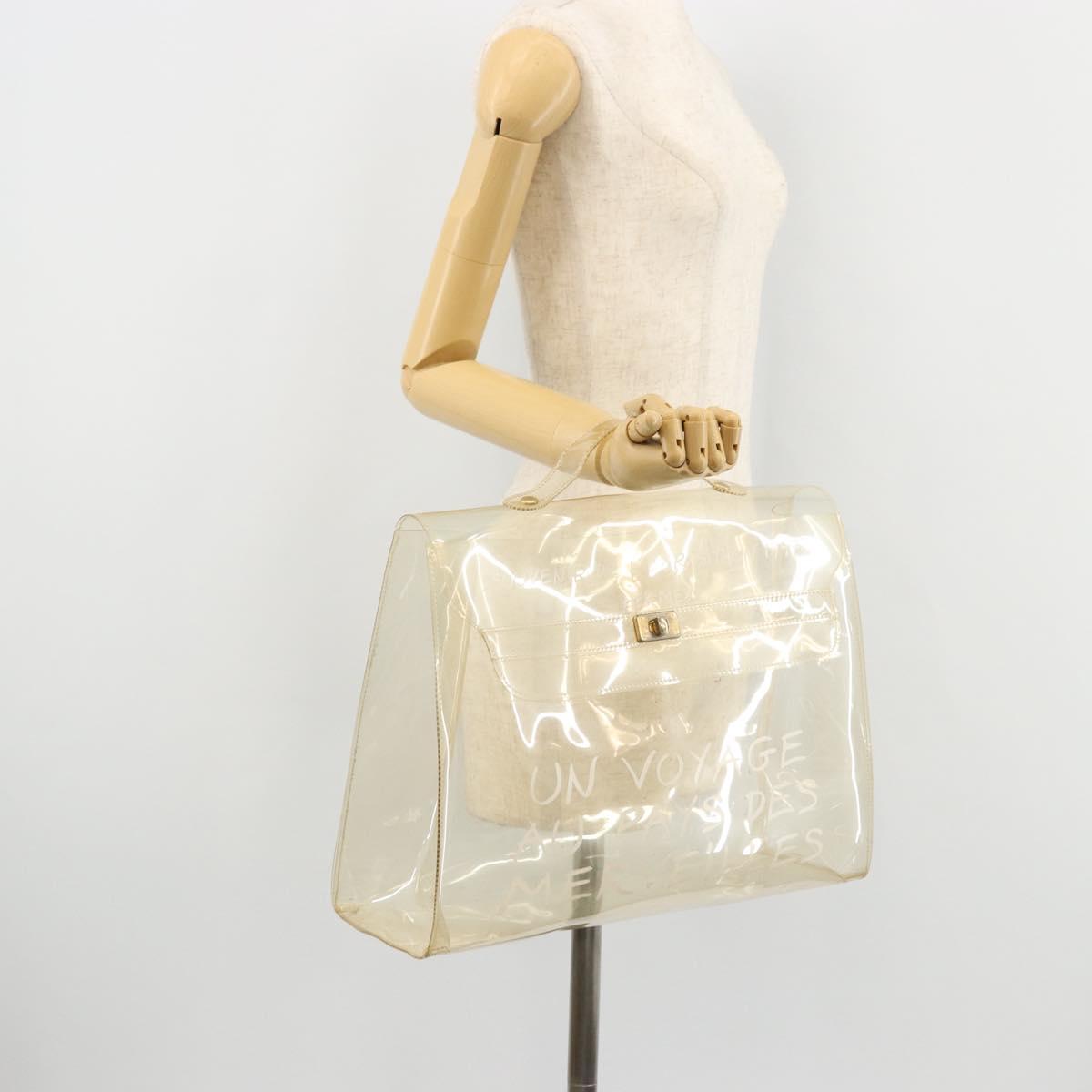 HERMES Vinyl Kelly Hand Bag Vinyl Clear Auth 175855