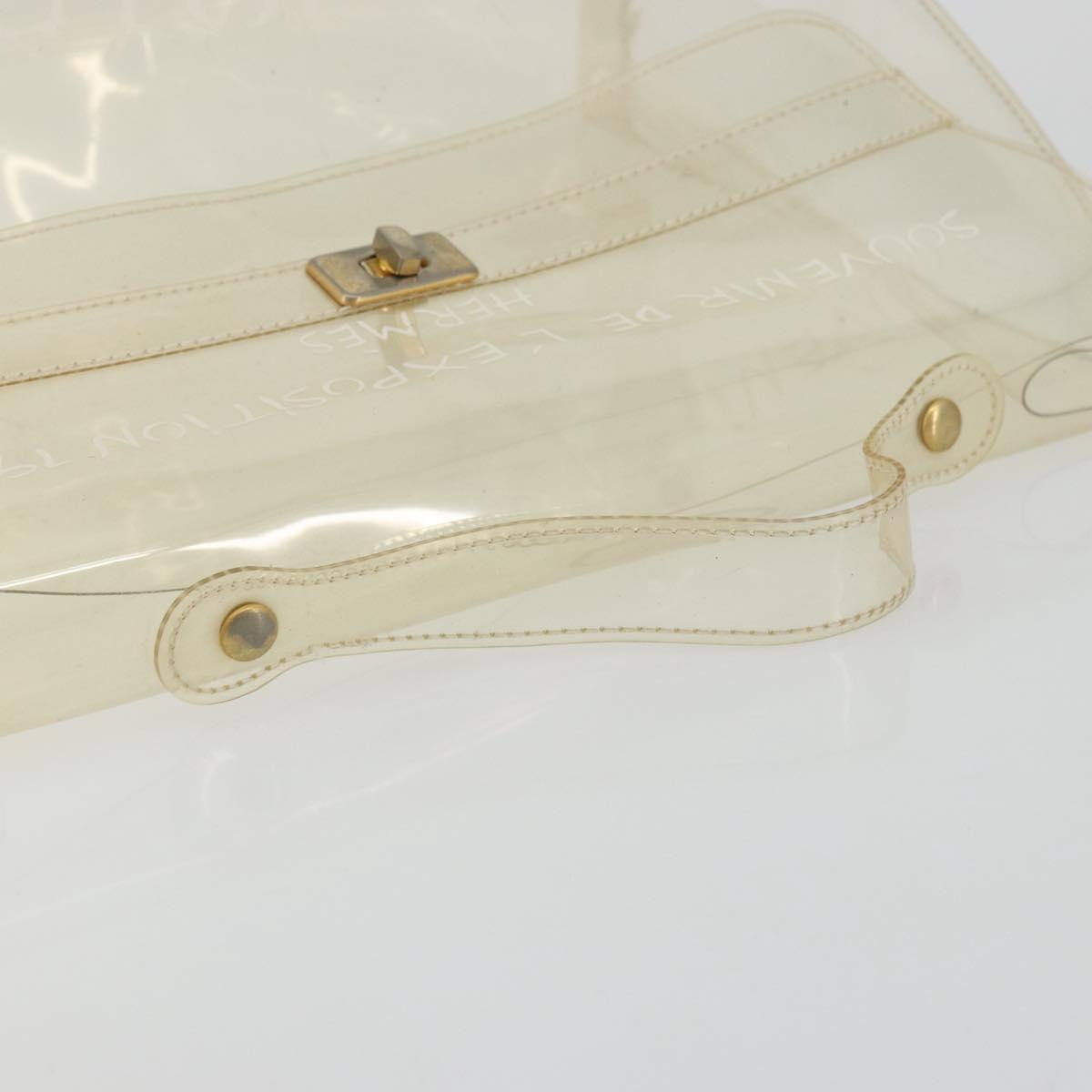HERMES Vinyl Kelly Hand Bag Vinyl Clear Auth 175855