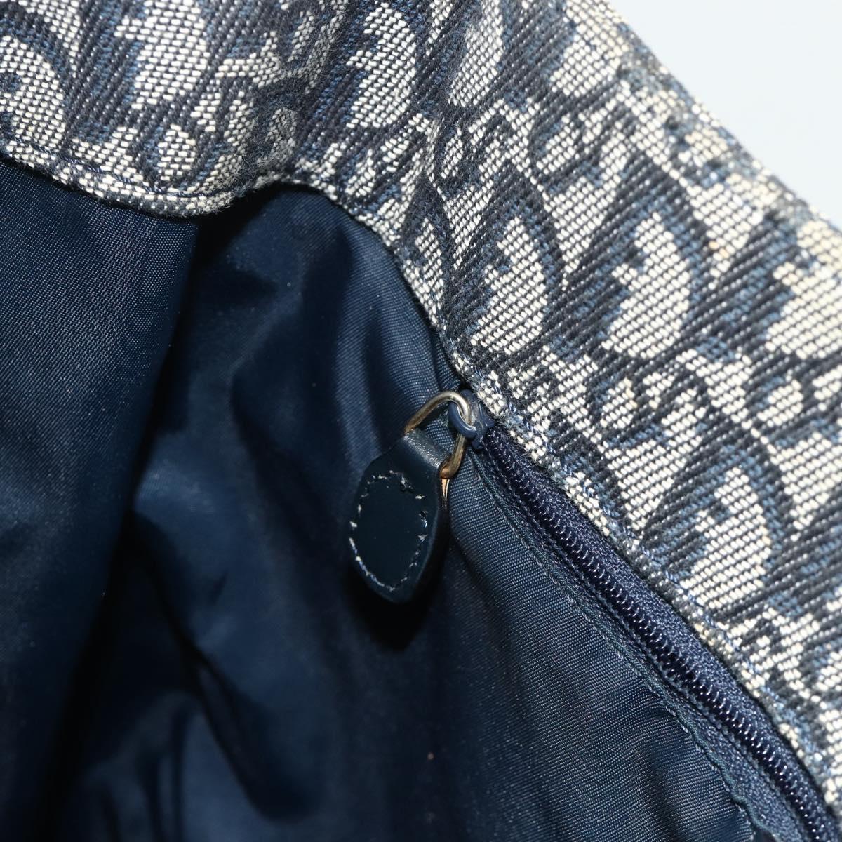 Christian Dior Trotter Canvas Tote Bag Navy Gold Auth 175856