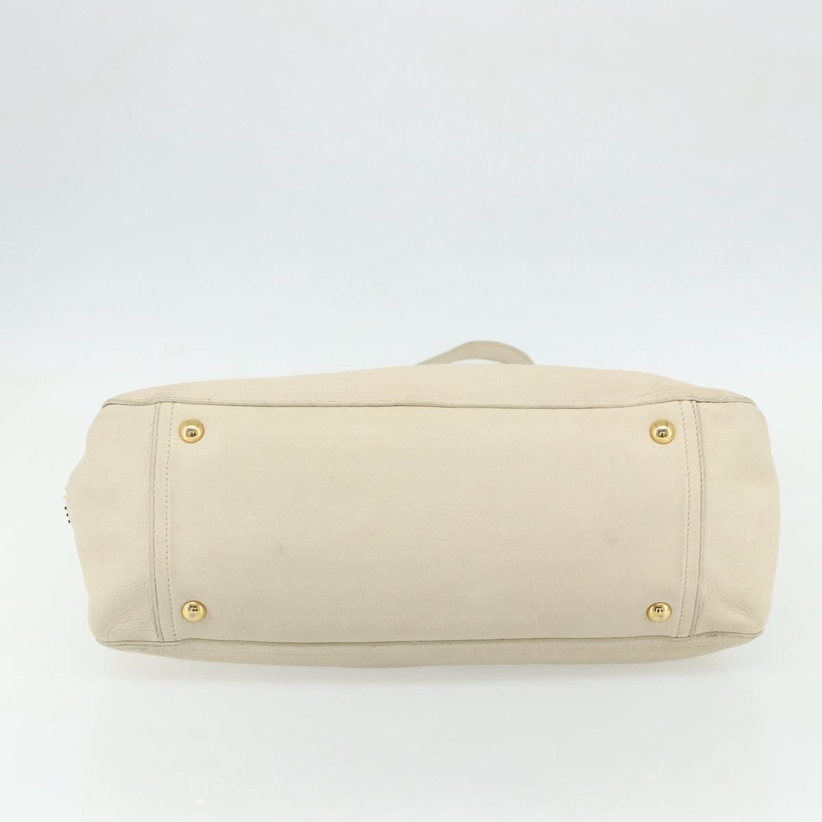 Miu Miu Hand Bag Leather 2way Ivory Gold Auth 175857