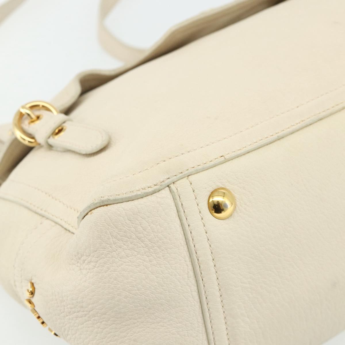 Miu Miu Hand Bag Leather 2way Ivory Gold Auth 175857