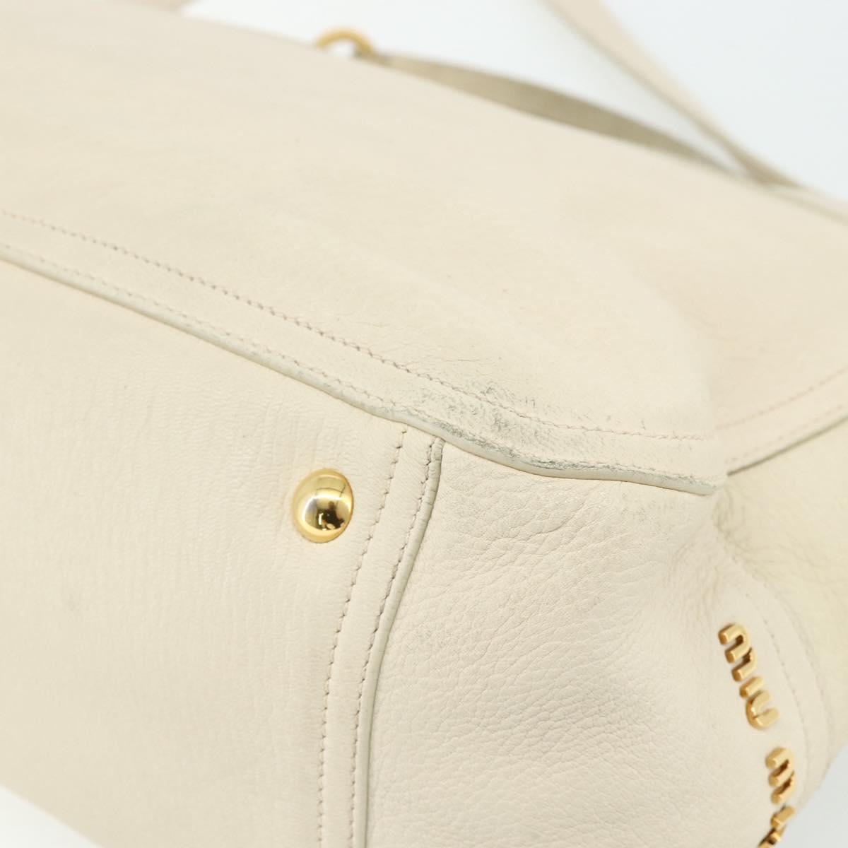 Miu Miu Hand Bag Leather 2way Ivory Gold Auth 175857